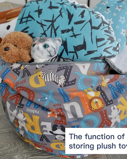 YuppieLife Kids Animal Storage Bean Bag Cover（No Filling Extra Large stuff'n Sit|Toy Organizer|Carrying Handle|Available for Kids and Teenager（38“,Letter） - LeafyLoom