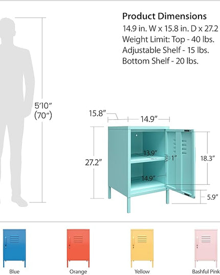 Novogratz Cache Metal Locker, Blue End Table - LeafyLoom