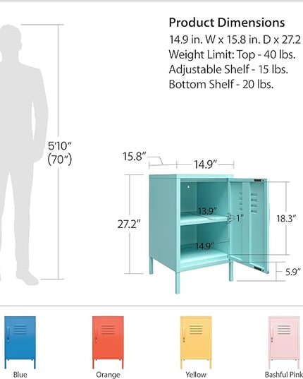 Novogratz Cache Metal Locker, Mint End Table - LeafyLoom