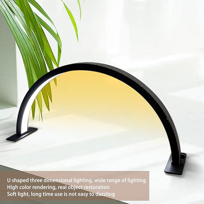 Half Moon LED Light for Nail, 3000-6000K Dimmable Half Moon Nail Desk Lamp with Touch Key, 35W Half Moon Fill Light with Lamp Holder for Lash Extension Beauty Tattoo Live Steaming - LeafyLoom