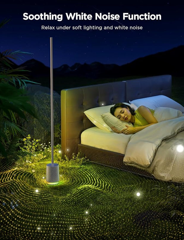 Govee Floor Lamp Pro, RGBIC LED Lamp with Bluetooth Speaker and White Noise, 2100 Lumens Standing Lamp, Works with Alexa, 16 Million Colors, Music Sync, Floor Lamp for Bedroom, Living Room, Gray - LeafyLoom