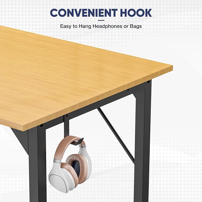 STATESVILLE 32 inch Small Computer Desk Writing Study Work Office Table Modern Simple with Storage Bag and Hook for Home Bedroom, Natural - LeafyLoom