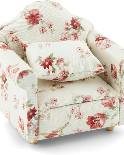 AUEAR, 1:12 Mini Wooden Sofa Arm Chair Furniture for Living Room - LeafyLoom