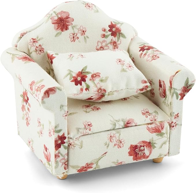 AUEAR, 1:12 Mini Wooden Sofa Arm Chair Furniture for Living Room - LeafyLoom