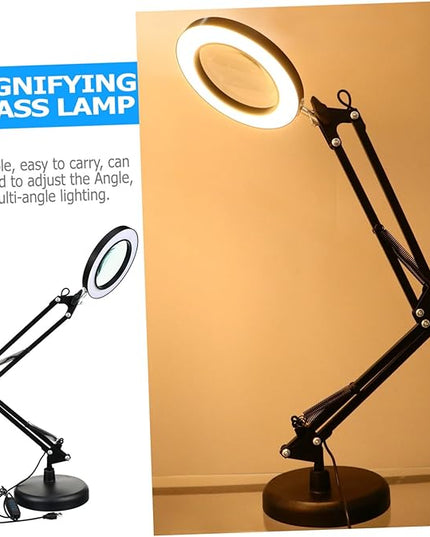 Holibanna 1 Set LED Magnifying Glass Light Portable Desk Facial Magnifying lamp Task Lights Desk LED Light Portable Office Desk Lamp with Magnifier Desktop Light Stand abs Work - LeafyLoom
