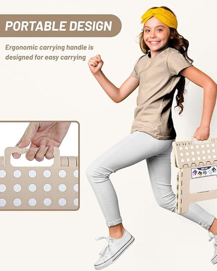 Delxo Folding Step Stool,9 Inch Lightweight Plastic Step Stool,Portable Collapsible Foldable Step Stool Non Slip Folding Stools for Kitchen Bathroom Bedroom in Khaki,1 Pack - LeafyLoom
