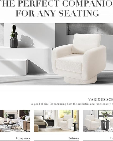 COLAMY Swivel Accent Chairs Set of 2, 32Inches Wide Upholstered Armchair with Plush Back Pillow for Living Room, Modern Sofa Corner Chair for Nursery/Living Room/Bedroom-White - LeafyLoom