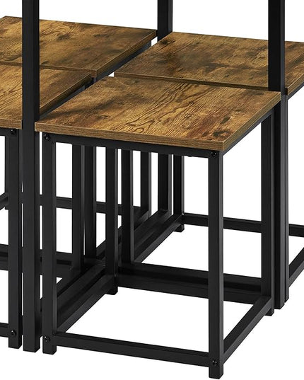 Yaheetech 5 Piece Dining Table & Chair Set - Compact Dining Table Sets Small Kitchen Table with 4 Stools for Dining Room Small Space -Rustic Brown - LeafyLoom