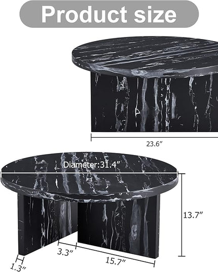 NicBex 31.4Inch Round Dining Table,Mid-Century Modern Kitchen Table with Black and White Patterns Tabletop for 2 to 4,Leisure Coffee Table for Kitchen,Small Space and Living Room,Space-Saving,Black - LeafyLoom