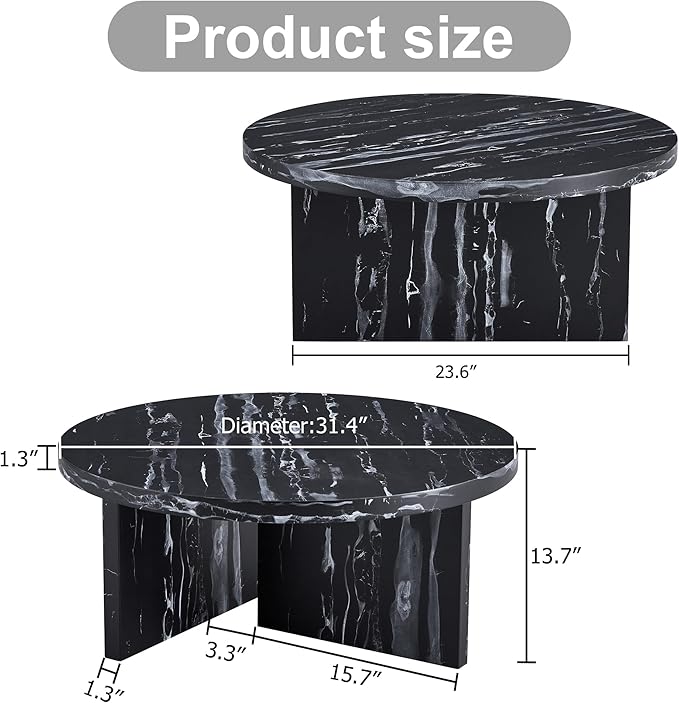 NicBex 31.4Inch Round Dining Table,Mid-Century Modern Kitchen Table with Black and White Patterns Tabletop for 2 to 4,Leisure Coffee Table for Kitchen,Small Space and Living Room,Space-Saving,Black - LeafyLoom
