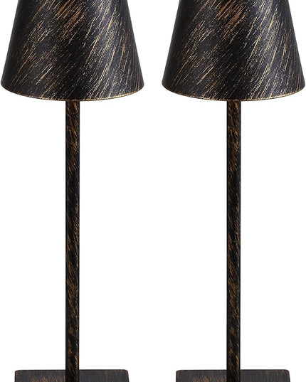 KDG 2 Pack Cordless Table Lamp,Portable LED Desk Lamp, 5000mAh Battery Operated, 3 Color Stepless Dimming Up, for Restaurant/Bedroom/Bars/Outdoor Party/Camping/Coffee Shop Night Light(Vintage) - LeafyLoom