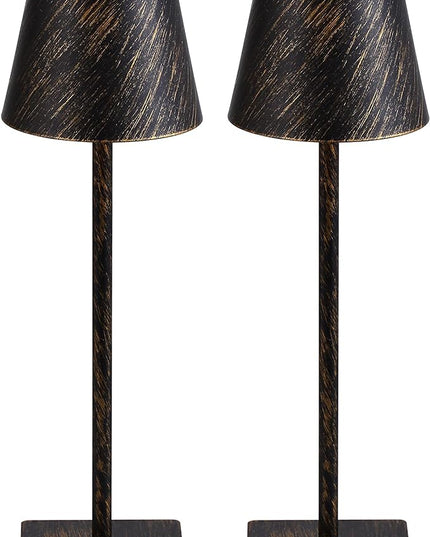 KDG 2 Pack Cordless Table Lamp,Portable LED Desk Lamp, 5000mAh Battery Operated, 3 Color Stepless Dimming Up, for Restaurant/Bedroom/Bars/Outdoor Party/Camping/Coffee Shop Night Light(Vintage) - LeafyLoom
