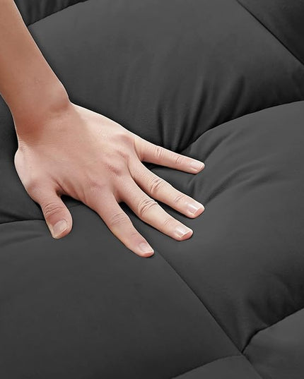 55" 3 in 1 Convertible Loveseat Futon Sofa Couch of Mordern Velvet w/Pullout Bed, Small Love Seat Lounge Sleeper w/Reclining Backrest, Toss Pillows, Pockets, Furniture for Living Room Bed - LeafyLoom