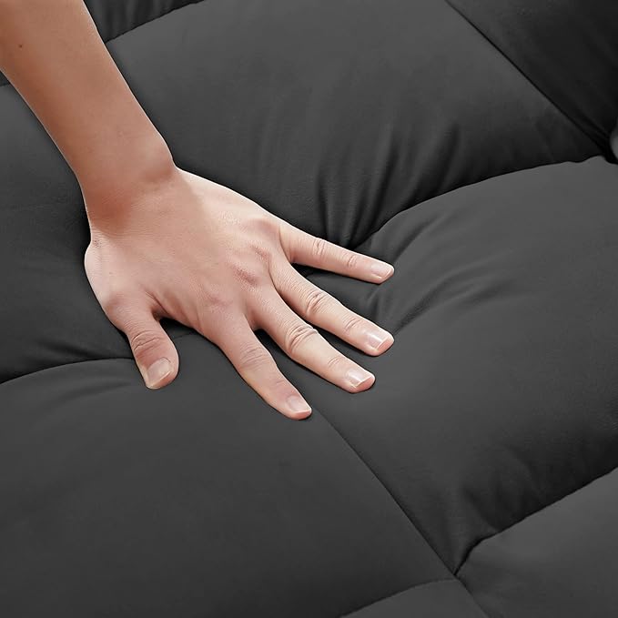 55" 3 in 1 Convertible Loveseat Futon Sofa Couch of Mordern Velvet w/Pullout Bed, Small Love Seat Lounge Sleeper w/Reclining Backrest, Toss Pillows, Pockets, Furniture for Living Room Bed - LeafyLoom