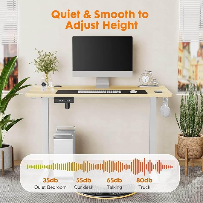 NicBex Home Office Desk 55'' x 23" Electric Height Adjustable Standing Desk Computer Desk Office Desk, Sit to Stand Ergonomic Computer Desk Adjustable Desk, Yellow - LeafyLoom