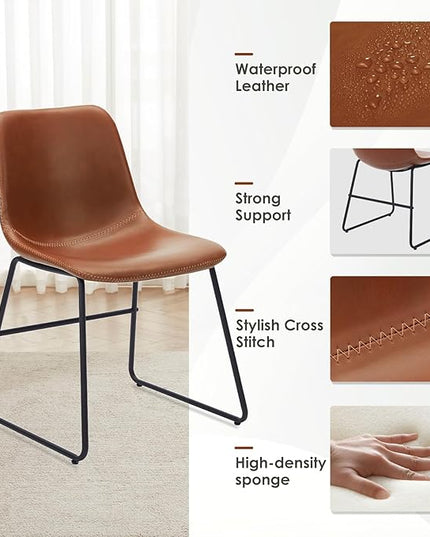 Dining Chairs Set of 4, Kitchen & Dining Room Chairs Dining Chairs Midcentury Modern Chair, Mid Century Faux Leather Dining Chair Comfortable,Dining Chair for Home - LeafyLoom