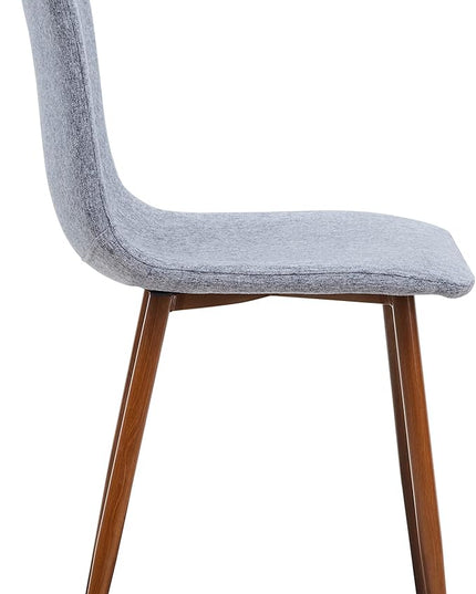 Wonder Comfort Set of 4 with Metal Legs, Fabric Armless Accent Dining-Room Chairs Side Seat, Gray Back, Grey - LeafyLoom