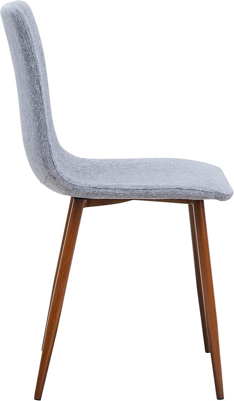 Wonder Comfort Set of 4 with Metal Legs, Fabric Armless Accent Dining-Room Chairs Side Seat, Gray Back, Grey - LeafyLoom