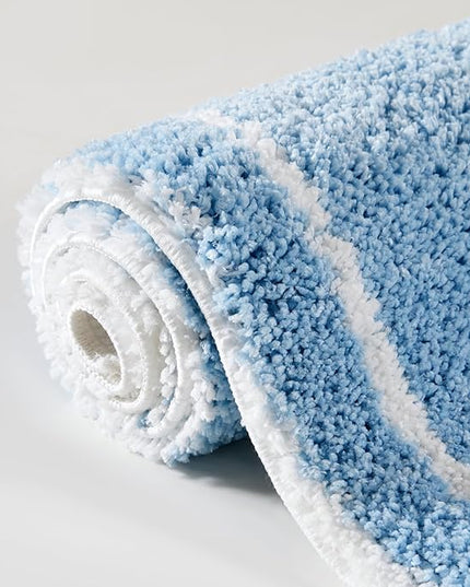 RoomTalks Coastal Beach Bathroom Rugs Non Slip Light Blue Turquoise Cute Bath Mat Washable, Cartoon Money Tufted Rug Boho Funky Aesthetic Cool 2x3 Small Throw Rugs for Bedroom Kitchen Living Room - LeafyLoom