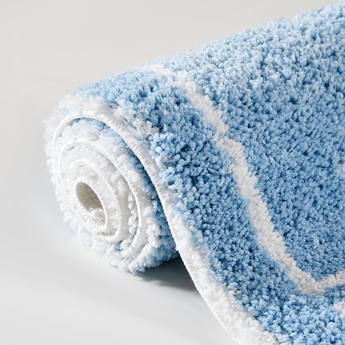 RoomTalks Coastal Beach Bathroom Rugs Non Slip Light Blue Turquoise Cute Bath Mat Washable, Cartoon Money Tufted Rug Boho Funky Aesthetic Cool 2x3 Small Throw Rugs for Bedroom Kitchen Living Room - LeafyLoom