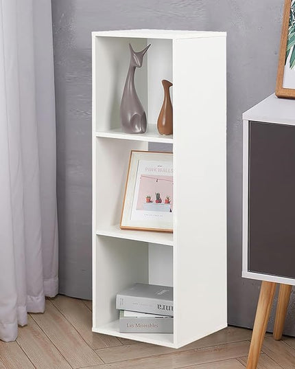 PACHIRA E-Commerce Wooden Storage Cubes Bookcase, Unit Shelf, Closet Cabinet, Organizer Rack in Living Room, Bedroom, Study, 3 Cube, White - LeafyLoom