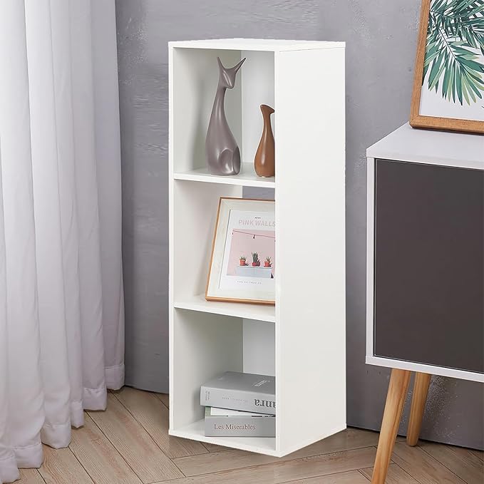 PACHIRA E-Commerce Wooden Storage Cubes Bookcase, Unit Shelf, Closet Cabinet, Organizer Rack in Living Room, Bedroom, Study, 3 Cube, White - LeafyLoom