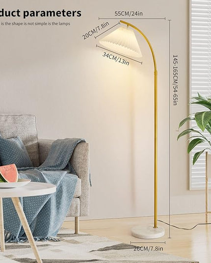 Elegant Arc Floor Lamp,standing lamp Gold arched floor lamp Dimmable & Adjustable Gooseneck, 12W Bulb Included, Modern Tall Standing Light for Living Room, Bedroom, Office, Cafe, Den - LeafyLoom