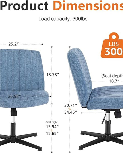 Sweetcrispy Office Chair No Wheels - Armless Desk Chair No Wheels Cross Legged Office Chair Wide Swivel Home Office Desk Chairs - LeafyLoom