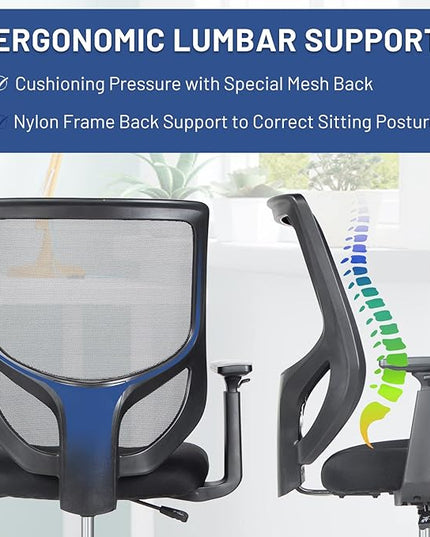 Tall Office Chair, Drafting Chair, High Adjustable Standing Desk Chair, Ergonomic Mesh Computer Task Table Chairs with Adjustable Armrests and Foot-Ring for Standing Desk and Bar Height Desk - LeafyLoom