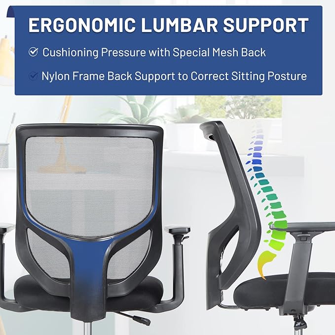 Tall Office Chair, Drafting Chair, High Adjustable Standing Desk Chair, Ergonomic Mesh Computer Task Table Chairs with Adjustable Armrests and Foot-Ring for Standing Desk and Bar Height Desk - LeafyLoom