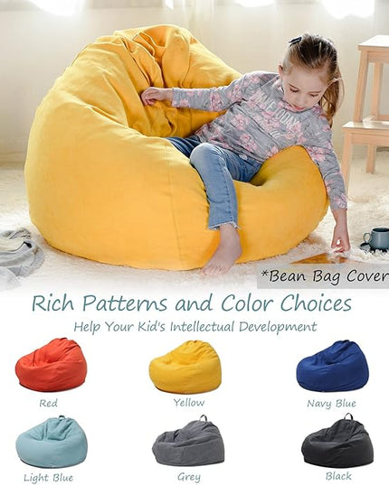 YuppieLifeKids Storage Bean Bag Cover（No Filling）Candy-Colored/Toy Organizer|Carrying Handle Sofa|Available for Kids and Teenager|Cuddle Chair|Machine Washable and Durable（27'',Ginger） - LeafyLoom