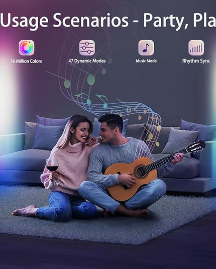 RGB Corner Floor Lamp, LED Color Floor Lamp Mood Lighting with Spotlight, Color Changing Through Music Sync,Timer, Remote, Voice and App Control, Corner Lamp DIY Mode for Play Room - LeafyLoom