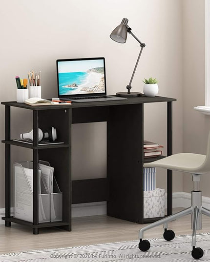 Furinno JAYA Computer Study Desk,Open Storage, Espresso - LeafyLoom