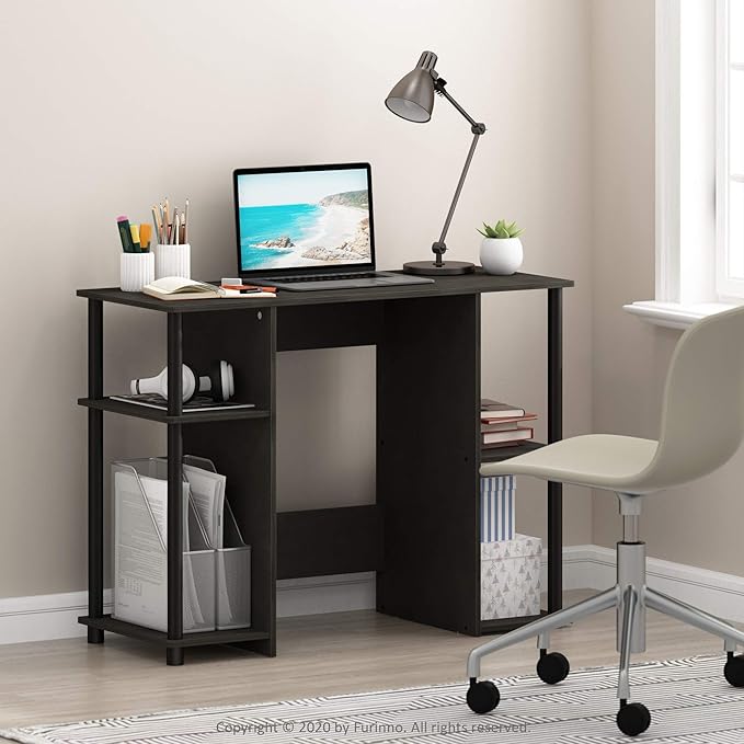 Furinno JAYA Computer Study Desk,Open Storage, Espresso - LeafyLoom