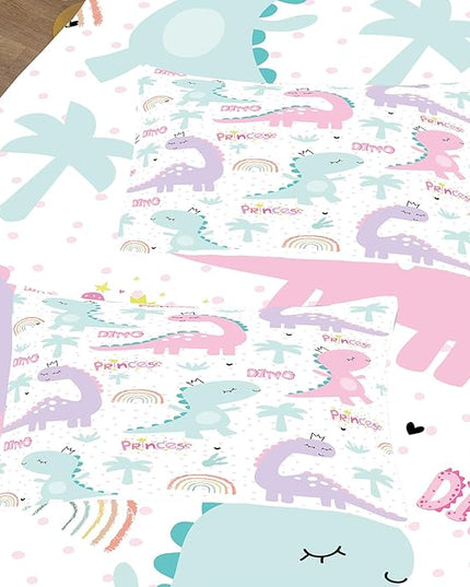 NINENINE Twin Bedding Sets for Girls Dinosaur Comforter Set Princess Bedding Toddler Comforter Sets for Kids Cute Bed Sets with 1 Comforter 1 Pillowcase - LeafyLoom