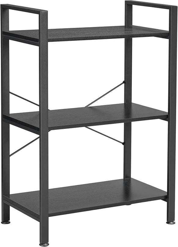 BEWISHOME 3 Tier Bookshelf, Modern Small Book Shelf for Small Spaces, Black Wooden Shelves for Bedroom Living Room and Home Office, 13.78" D x 24.12" W x 37.09" H, JCJ42B - LeafyLoom