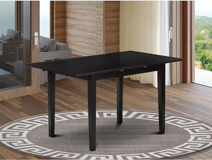 East West Furniture Norfolk Kitchen Rectangle Dining Table Top with Butterfly Leaf, 32x54 Inch, Nft-blk-t - LeafyLoom