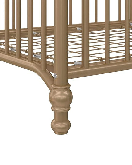 Little Seeds Ivy 3-in-1 Convertible Metal Crib, JMPA Certified, Gold - LeafyLoom