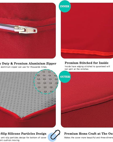 ClawsCover 12 Pack Outdoor Seat and Back Cushions Replacement Covers Fit for 6Pieces 5-Seater Wicker Rattan Patio Furniture Conversation Set Sectional Couch Chairs,Red-Include Cover Only - LeafyLoom