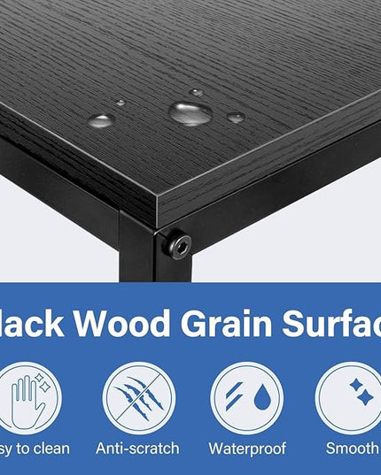 YSSOA Shelving Unit Hardwood Surface, Sofa-End Snack Desk, 21.75 Inch, Black-Thickened - LeafyLoom