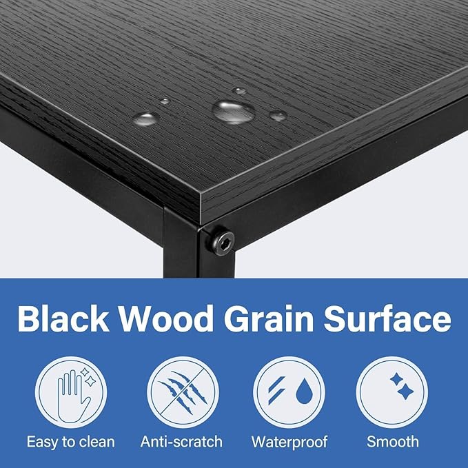 YSSOA Shelving Unit Hardwood Surface, Sofa-End Snack Desk, 21.75 Inch, Black-Thickened - LeafyLoom