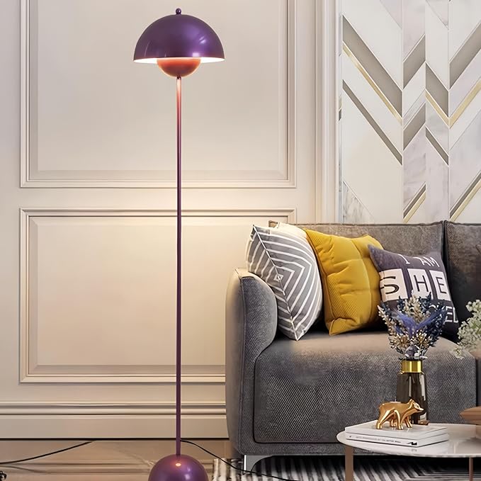 COSYLUX Modern Floor Lamp for Living Room, Industrial Tall Standing Lamp for Bedroom, Metal Shade Reflecting Light reading Floor Lamp for Office, Nursery Room, Corner(Pearl Purple) - LeafyLoom