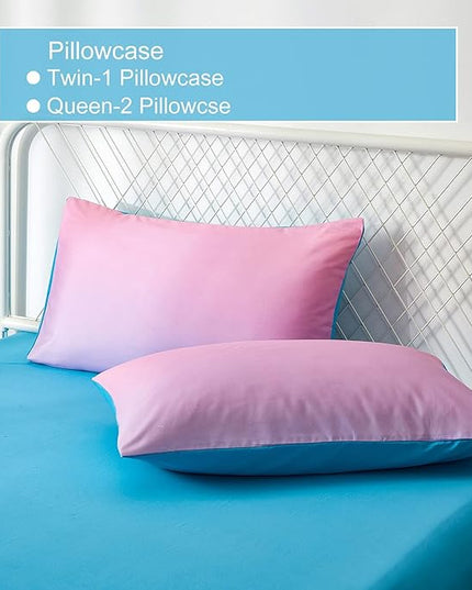 inron Rainbow Kids Comforter Sets for Girls Women,Full Size 5-Pieces Bed in a Bag, Ultra Soft Microfiber Comforter and Sheet Sets, All Season Durable Bedding Set(Rainbow,Full) - LeafyLoom