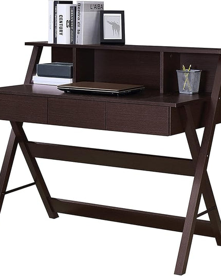 NicBex Laik-DW-00040-DX Desks, 43.25" W x 21.75" D x 38" H, Brown - LeafyLoom