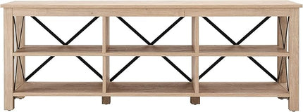 Henn&Hart Rectangular TV Stand for TV's up to 80" in White Oak, Electric Fireplace TV Stands for the Living Room - LeafyLoom