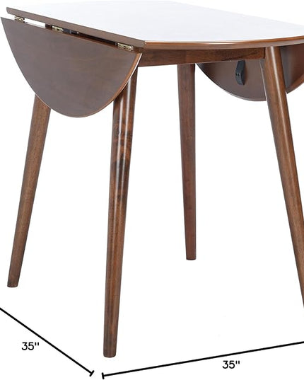 Safavieh Home Collection Lovell Walnut Folding Drop Leaf Round Dining Room Table DTB1401A, 0 - LeafyLoom