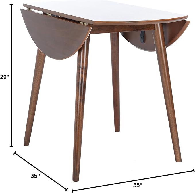 Safavieh Home Collection Lovell Walnut Folding Drop Leaf Round Dining Room Table DTB1401A, 0 - LeafyLoom
