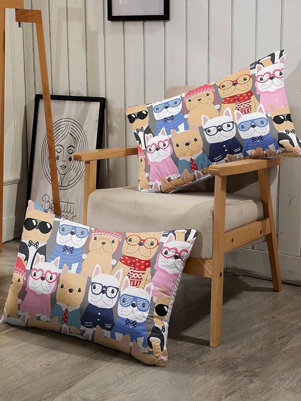 Datura home Dog Comforter Beddding Set for Kids Children,Puppy Pug Cute Dog Pattern Cartoon Career Pet Bedding Set with 1 Comforter and 2 Pillowcases(Dog Queen) - LeafyLoom