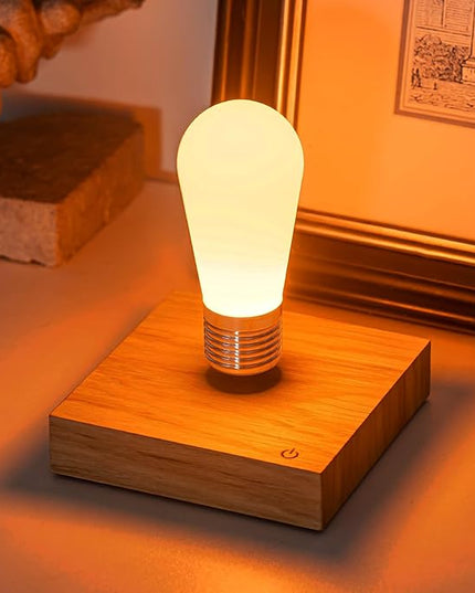 HCNT Floating Light Bulb, Magnetic Levitating LED Desk Lamp Table lamp Night Light, 360 Degree Automatic Rotating Light, Unique Gifts for Christmas Office Decor - LeafyLoom