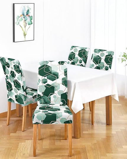 Gibelle Dining Room Chair Covers Set of 4, Soft Stretch Kitchen Chair Covers Slipcover Protector, Removable Washable Geometric Parson Chair Covers 4 Pack, Hunter Green Gibelle